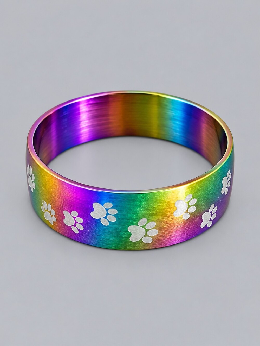 3/$30 Oil Spill Rainbow Paw Print Stainless Steel Kidcore Ring